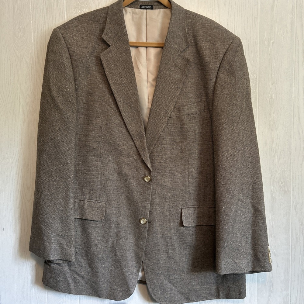 Mens 46L Lacrosse Olive Brown With Navy Specks Silk Tweed Blazer Jacket